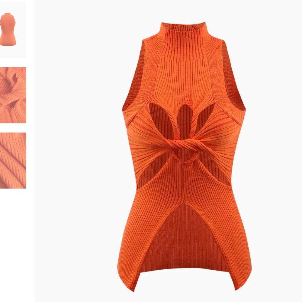 Micas Orange Twist Cut Out Top